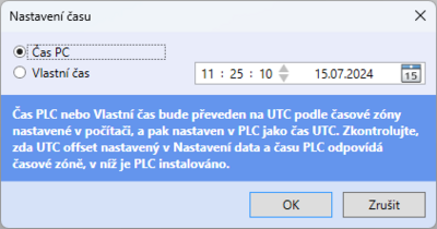 Dialog nastavení času